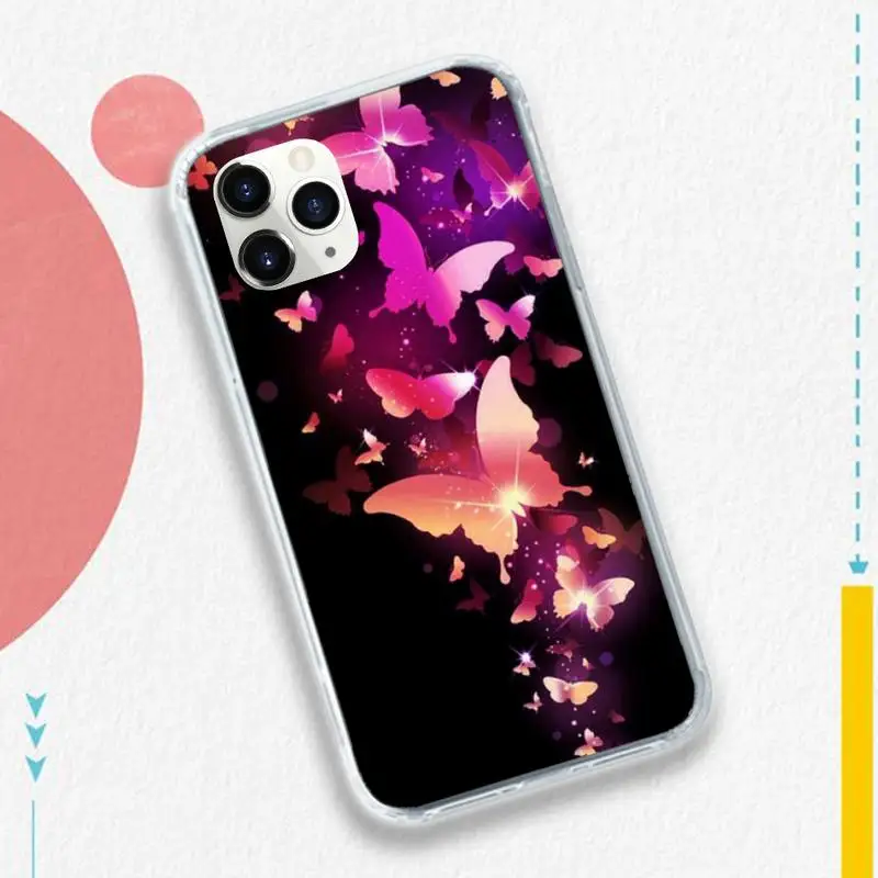 

lite butterfly pattern Phone Case Transparent soft For iphone 5 5s 5c se 6 6s 7 8 11 12 plus mini x xs xr pro max
