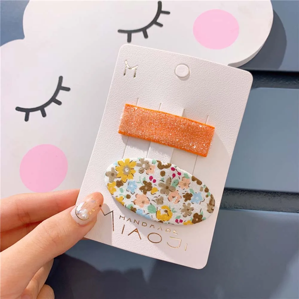

Korean Kids Cute Children's Retro Lovely Flower Hairpin Girl Printed BB Clip Banger Accessories Hair Clips For Girls Shine