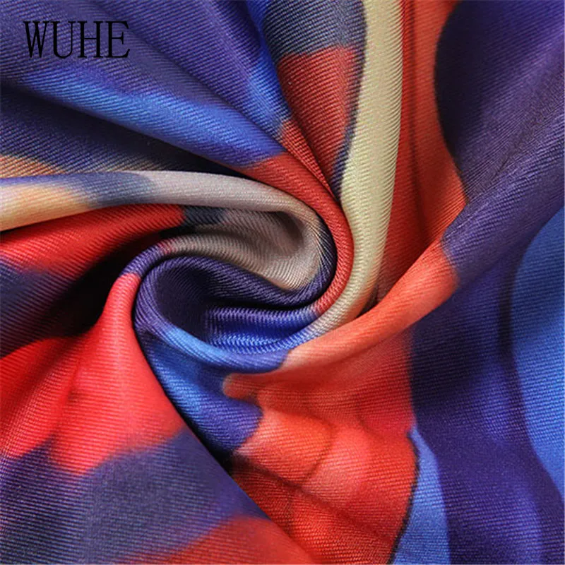 

WUHE Colorful Print Party Dress Sexy Backless Hollow Out Off Shoulder Halter Sleeveless Vintage Nightclub Summer Women Dresses
