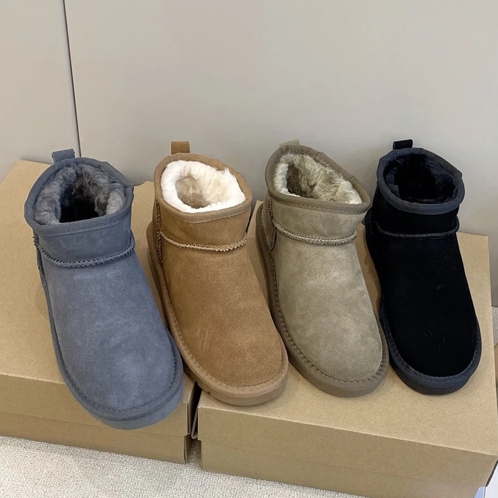 

Luxury Women Snow Boots 2021 Classic Short Mini Style Brand Designer Chunky Winter Warm Ankle Boots for Girl Female Platform
