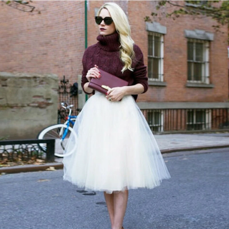 Женская фатиновая юбка-пачка средней длины 7 слоев | одежда