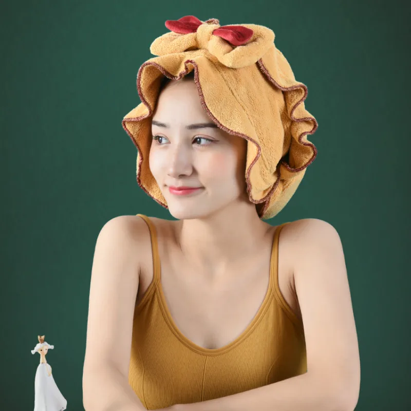 

Cute Microfiber Absorbent Drying Towel Hair Cap Hair Wrap Towels Bathroom Luxury Head Toalla Pelo Bathroom Accessories BJ50MJ