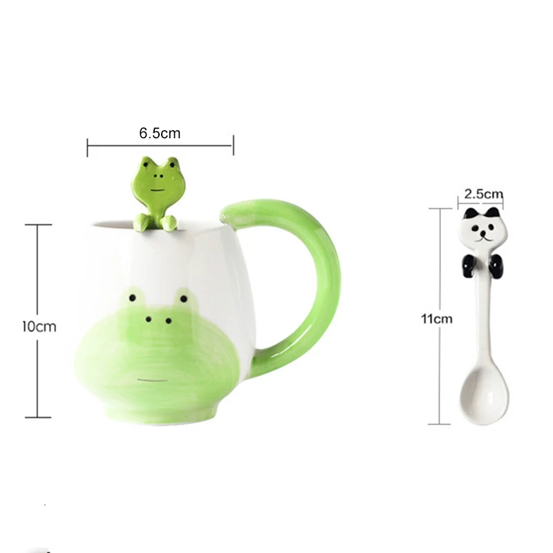 

Cute Animal Tea Cups Ceramic Coffee Mugs With Handgrip Lid Kitchen Creative Cartoon Cat Panda Drinkware Home Drinking Utensils