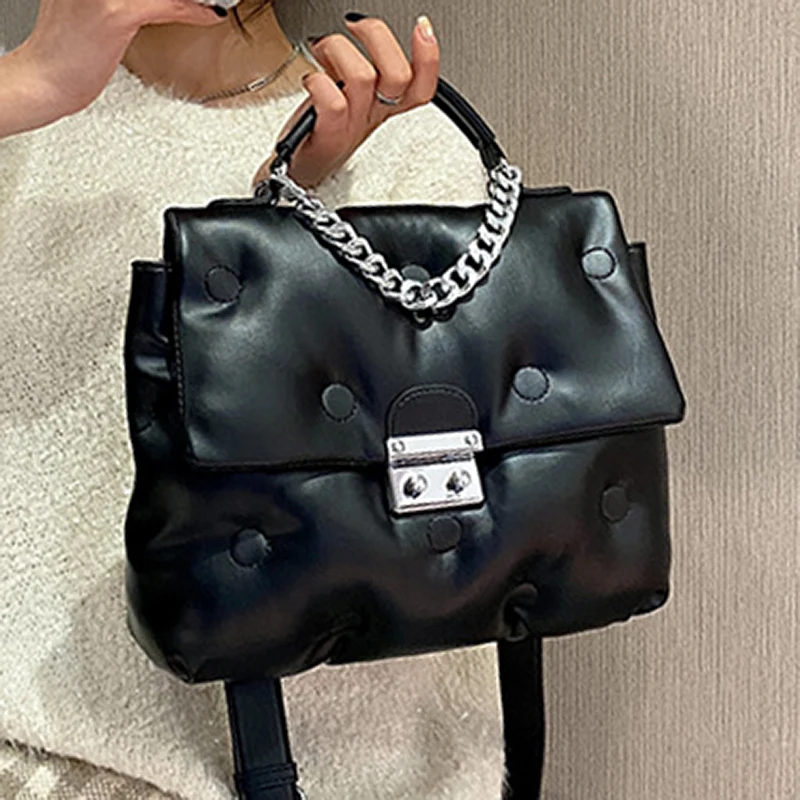 

Women Cotton Feather Down Handbag Fashion Crossbody Messenger Purses Space Pad Winter Soft Shoulder Flaps for Female Trend Totes