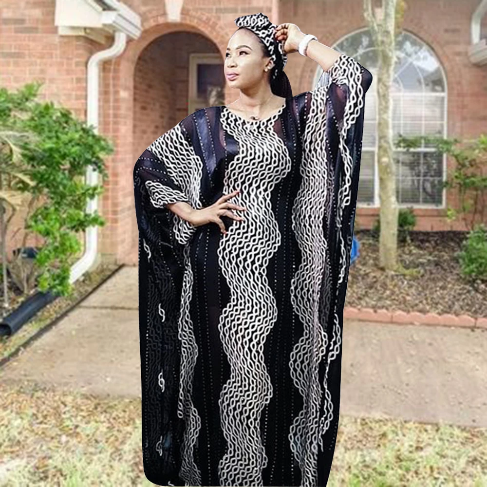 

African Design Loose Robe Gowns Muslim Dress Lady Party European Clothes American Clothing Abaya Dubai Printing