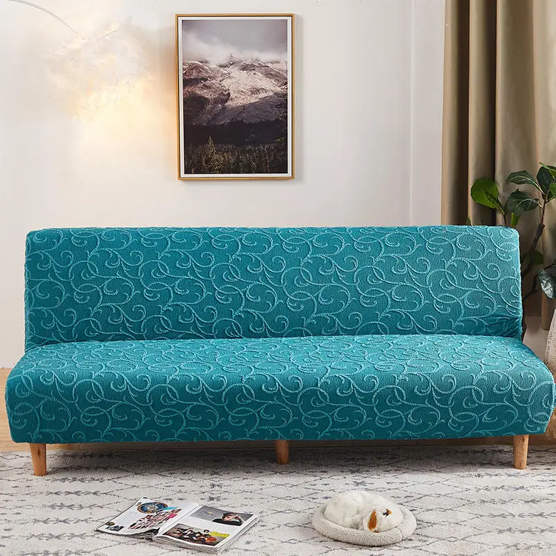 

Jacquard Sofa Cover No Armrest Folding Elastic Sofa Bed Protector for Living Room Solid Color Fundas Para Sofás Home Decoration
