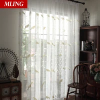 modern bedroom white tulle curtain for living room bird embroidery sheer curtain for kitchen window voile door curtains