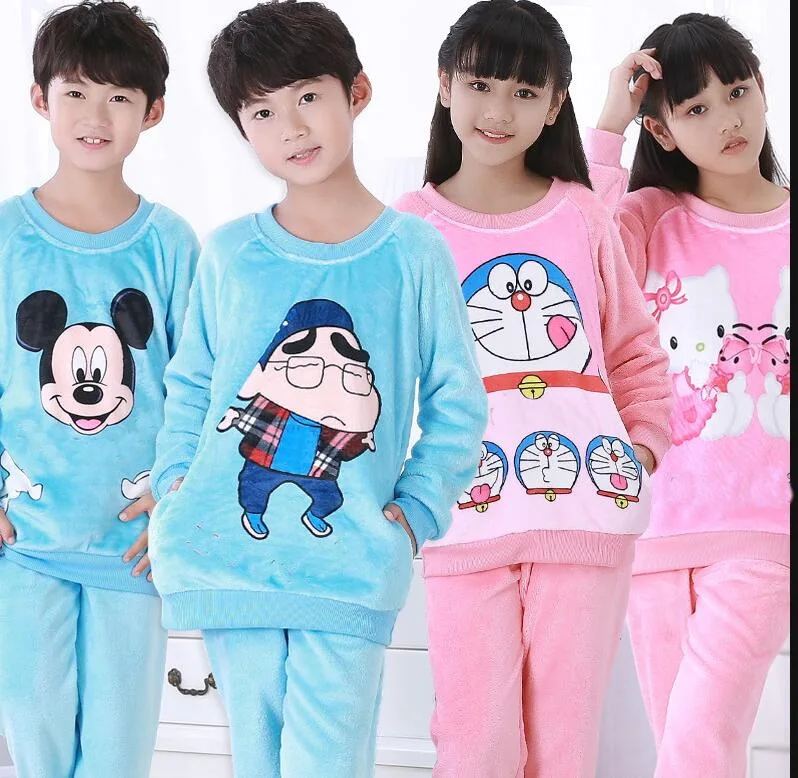 Новая зимняя детская флисовая Пижама теплая фланелевая одежда для сна домашняя
