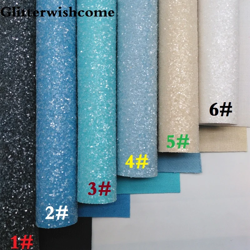 Glitterwishcome 30X134 см мини рулон синтетическая кожа, Fluo толстый блеск кожа ткань винил для луков, GM046