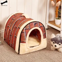 large pet dog bed cat house cave comfortable print stars kennel mat for pet puppy winter summer foldable cat bed pet supply