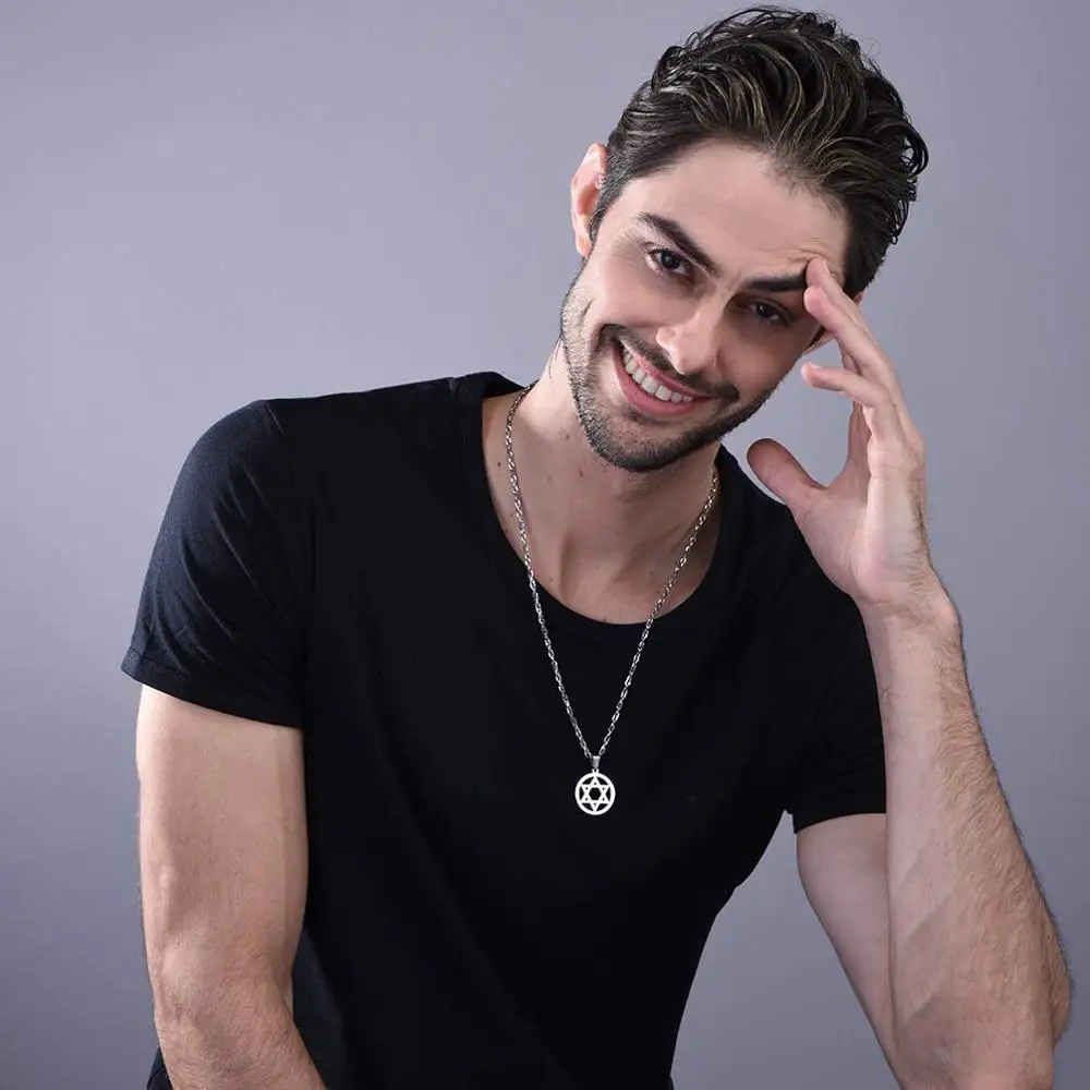 U7 Звезда Давида Цепочки и ожерелья Цвета: черный золотистый серебристый Шарм