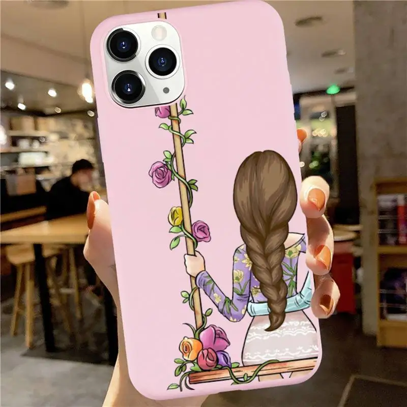

Girls Bff Best Friends Forever Phone Case Pink Candy Color for iPhone 6 7 8 11 12 s mini pro X XS XR MAX Plus
