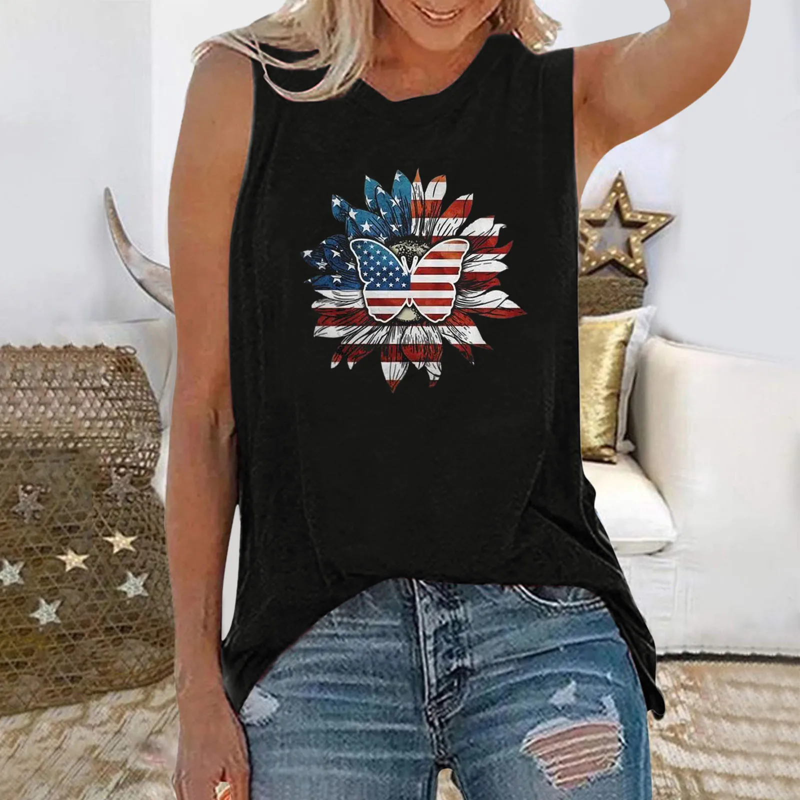 

Blouse Women 2021 Summer Clothes Letters Printing Sleeveless O-neck VesBlouse Tunic Shirt Femme Tops Camisetas De Mujer