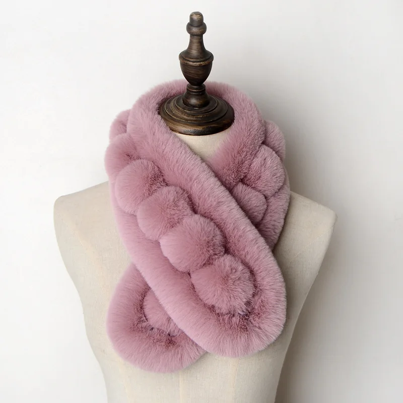 Женский шарф из искусственного меха с помпоном женские зимние шали пашмины для