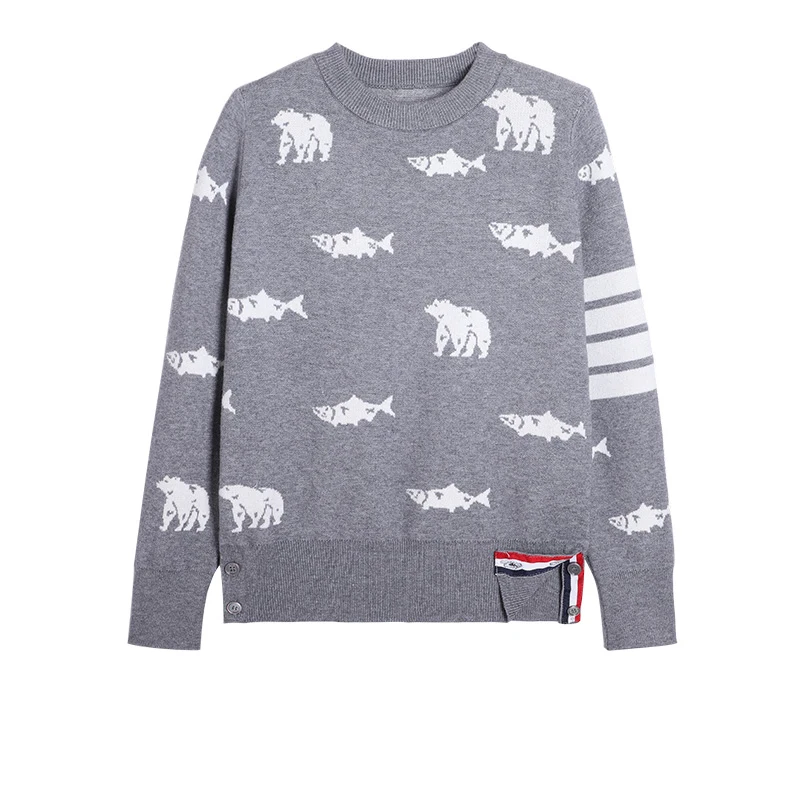 

Korean Version of Small Fish Jacquard Outer Sweater Women Autumn and Winter New Pullover Round Neck Knitted Bottoming Shirt Top