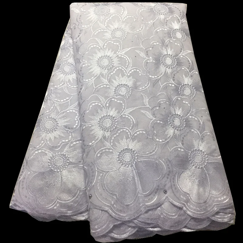 

(5yards/pc) Latest African cotton lace fabric skyblue Swiss voile lace with beautiful embroidery for party dress 11colors CLS309