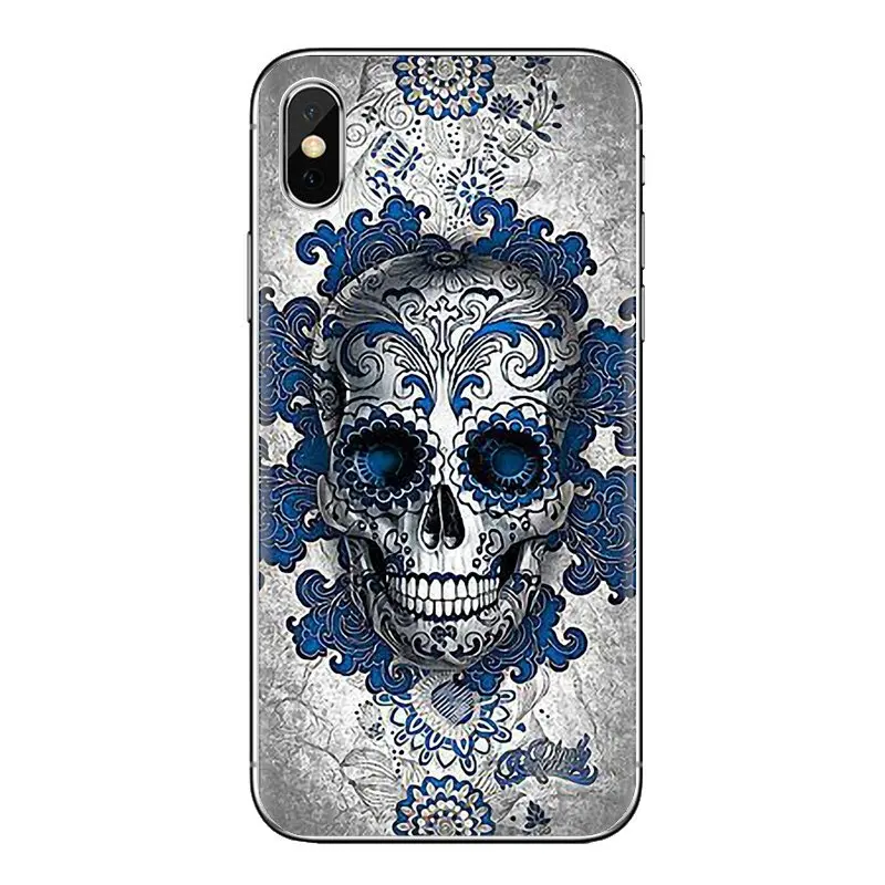 Для samsung Galaxy S2 S3 S4 S5 MINI S6 S7 edge S8 S9 Plus Note 2 3 4 5 8 Coque Fundas сахарный череп розовые цветы