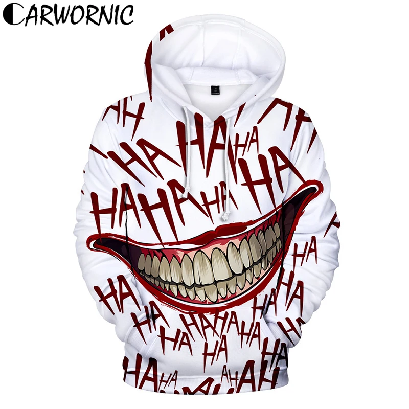 

Худи CARWORNIC HaHa Joker с 3D принтом, уличная одежда, мужская забавная Осенняя толстовка, куртка с капюшоном в стиле хип-хоп, Повседневная модная оде...