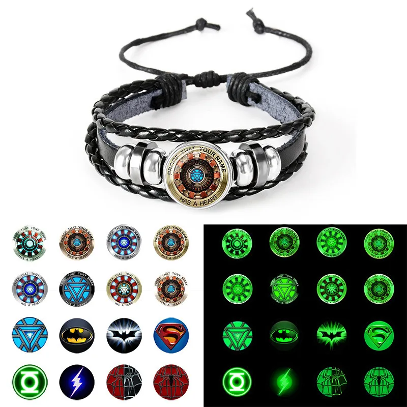 Светящиеся сериалы про супергероев браслет модный кожаный стеклянный купол