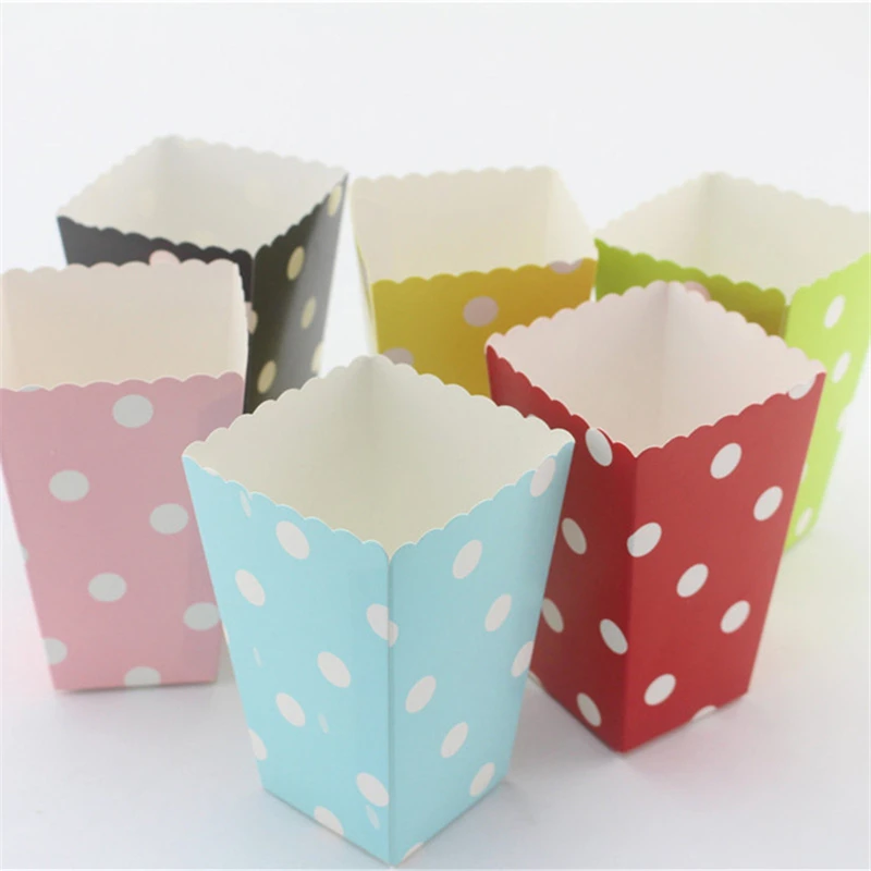 Горячая Распродажа 6 шт. бумажные коробки для попкорна в полоску с волнистым