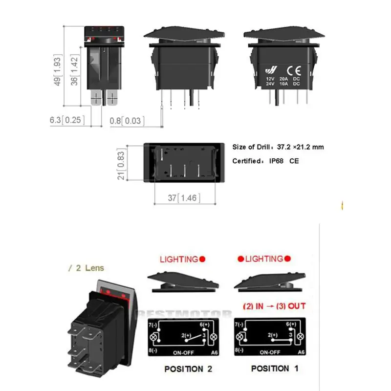 1x 2V/20A 24V/10A автомобильный морской катер RV лазерный Кулисный тумблер ВКЛ ВЫКЛ 5