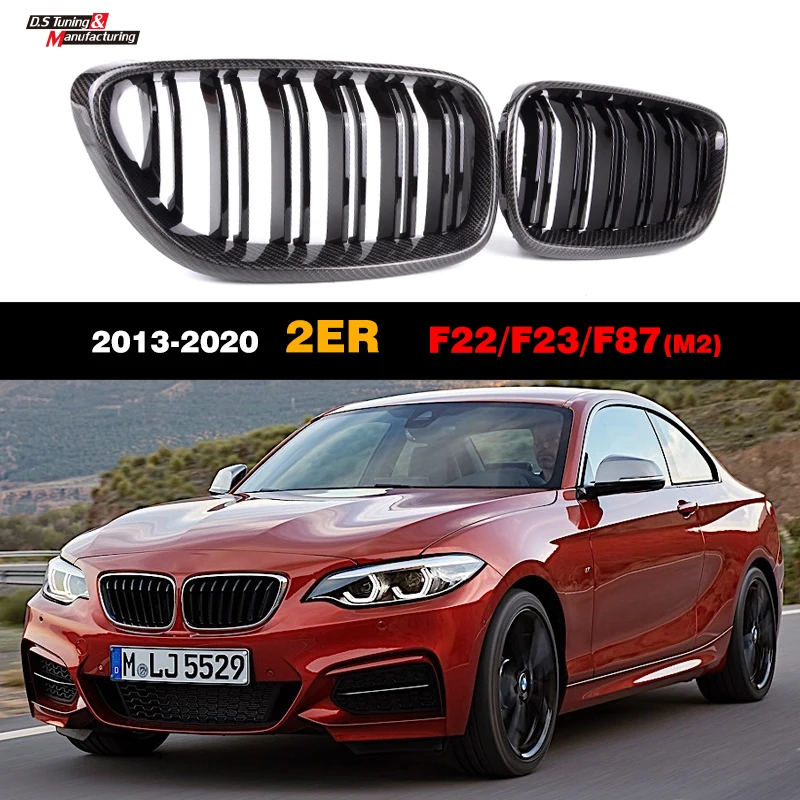 Передний бампер F22 F23 из углеродного волокна с двойной платой и глянцевым черным