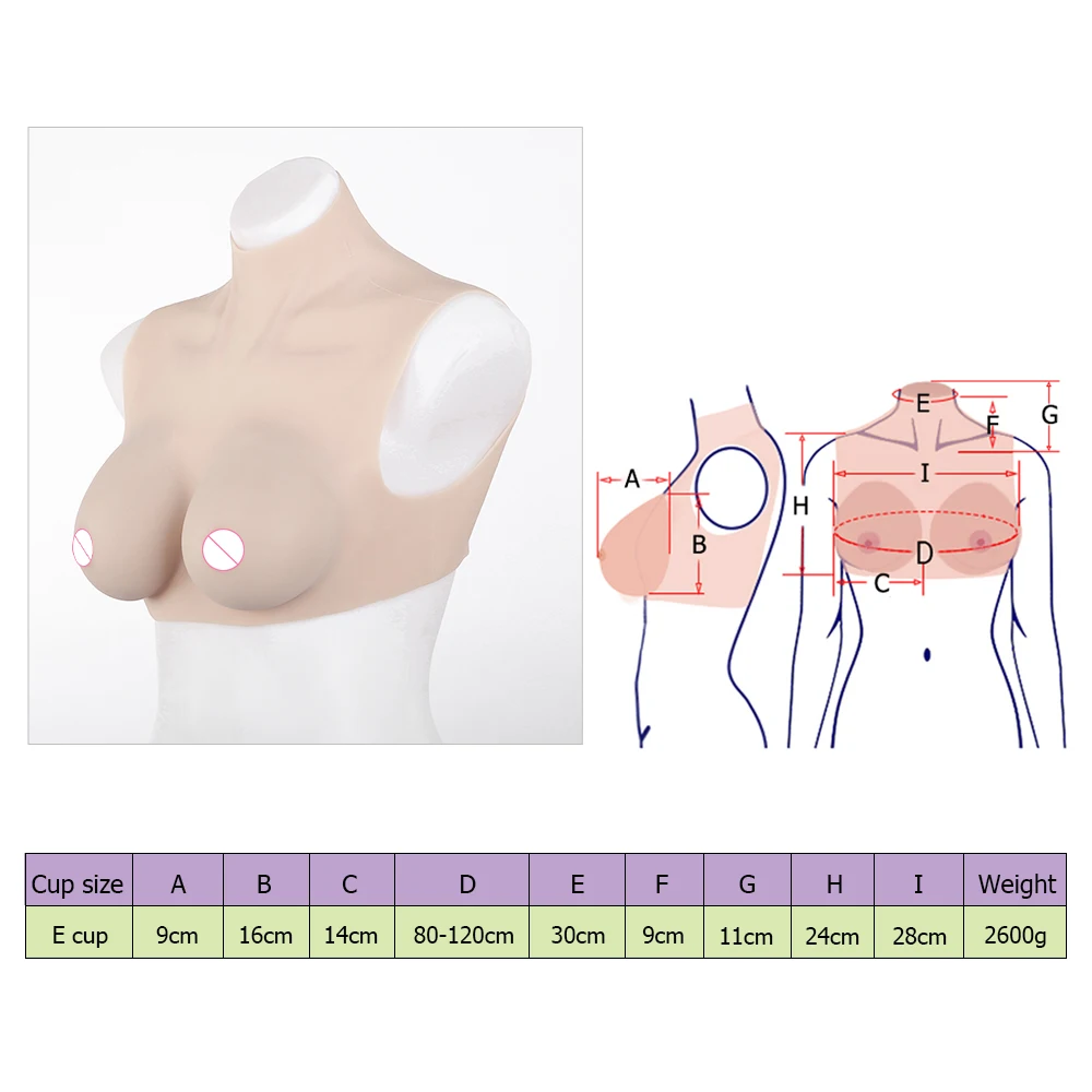 

E Cup Shemale Transgender Half Body Natural Silicone Breast Forms Fake Boobs Tits Meme For Crossdresser Drag Queen Sissy Ladyboy