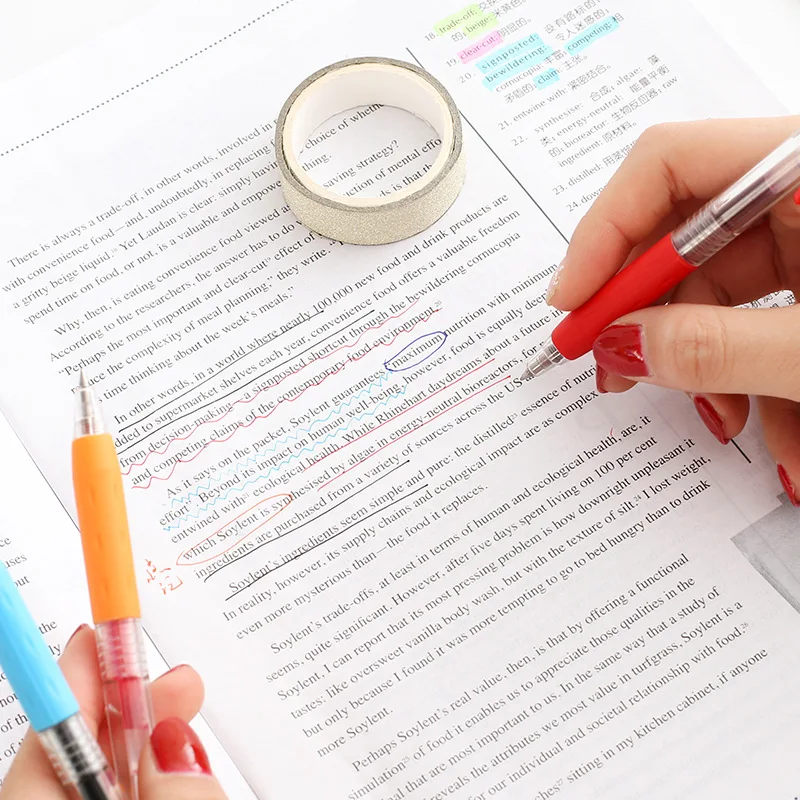 Классическая гелевая ручка для подписи 8 шт. 0 5 мм дополнительные тонкие цветные