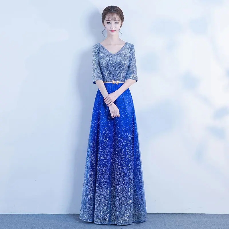 Женские Роскошные Блестки с поясом v-образным вырезом Сексуальные Cheongsam Chinsese Qipao Цвет Новинка вечерние платья макси плюс размер 3XL 4XL