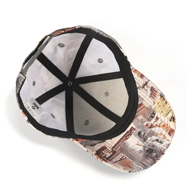 European American high street style pattern Baseball Cap Wild Caps unisex Men Autumn spring sport UV50+flat along sun Hats