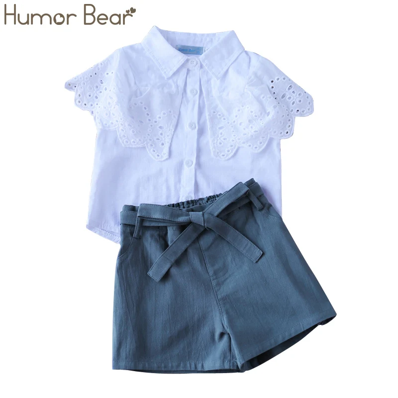 white BZ231J Humor Bear/комплект одежды для девочек коллекция года, летний клетчатый Топ без рукавов+ джинсовые шорты комплект из 2 предметов, одежда для маленьких девочек - Цвет: white BZ231J