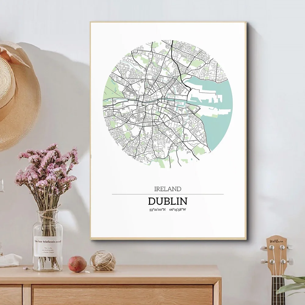 

Ireland Dublin Map Poster CANVAS Poster,bedroom Art