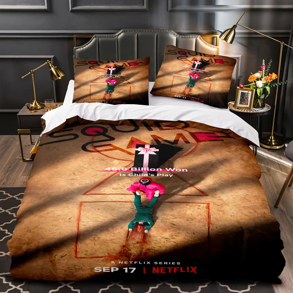 

Набор постельного белья из игры «кальмар», односпальная, двойная, полноразмерная, Королевский, Королевский, Игровой Комплект постельного б...