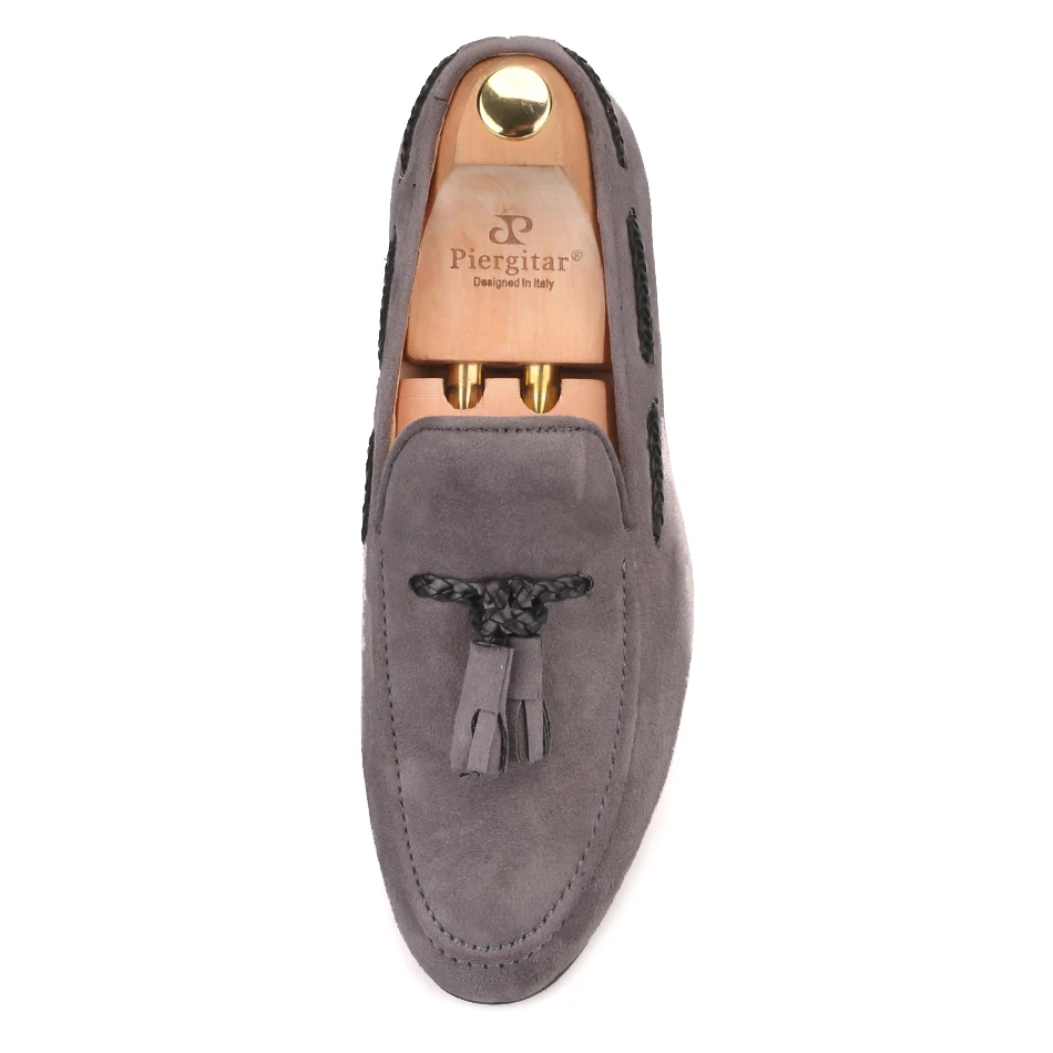 Piergitar Handmade men velvet shoes with new tassel design British style casual Party and Prom men's loafers plus size | Обувь