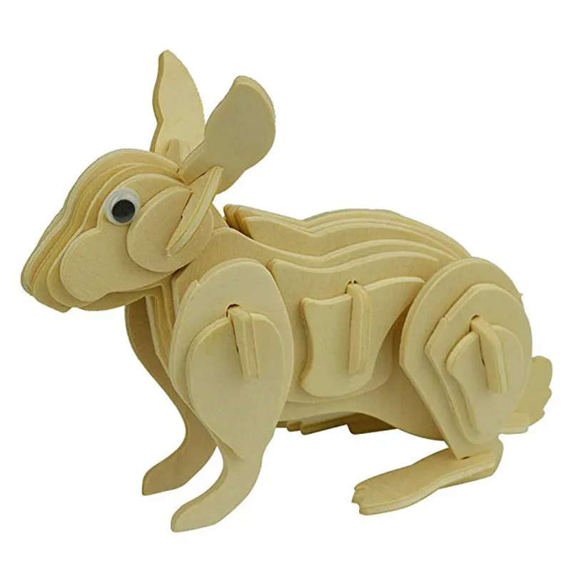 3D Rabbit Wooden Animal Puzzle Toy Puzzles Mechanical Model Educational Toys Assembly Detailed Stitching Steps | Игрушки и хобби
