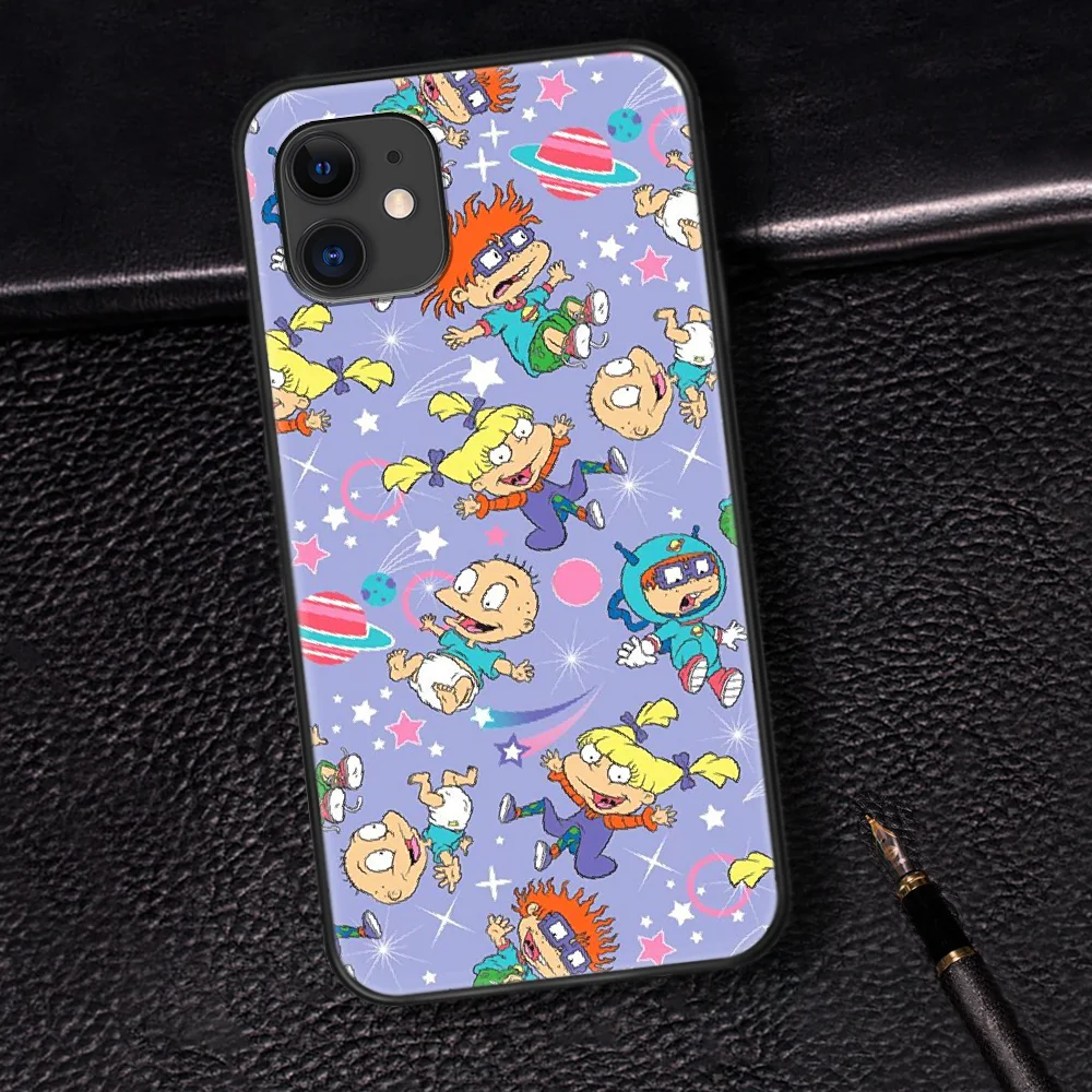 

Funny Rugrat Cartoon Phone Case For Iphone 5 5S SE 2020 6 6S 7 8 Plus 11 12 Mini X XS XR Pro Max black Coque Trend Hoesjes Soft