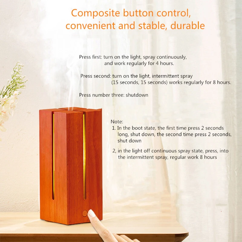 

Wood Aroma Diffuser Household Humidifier Warm Light Essential Oil Diffuser Bedroom Atomizer Indoor Mist Maker Desktop Sprayer