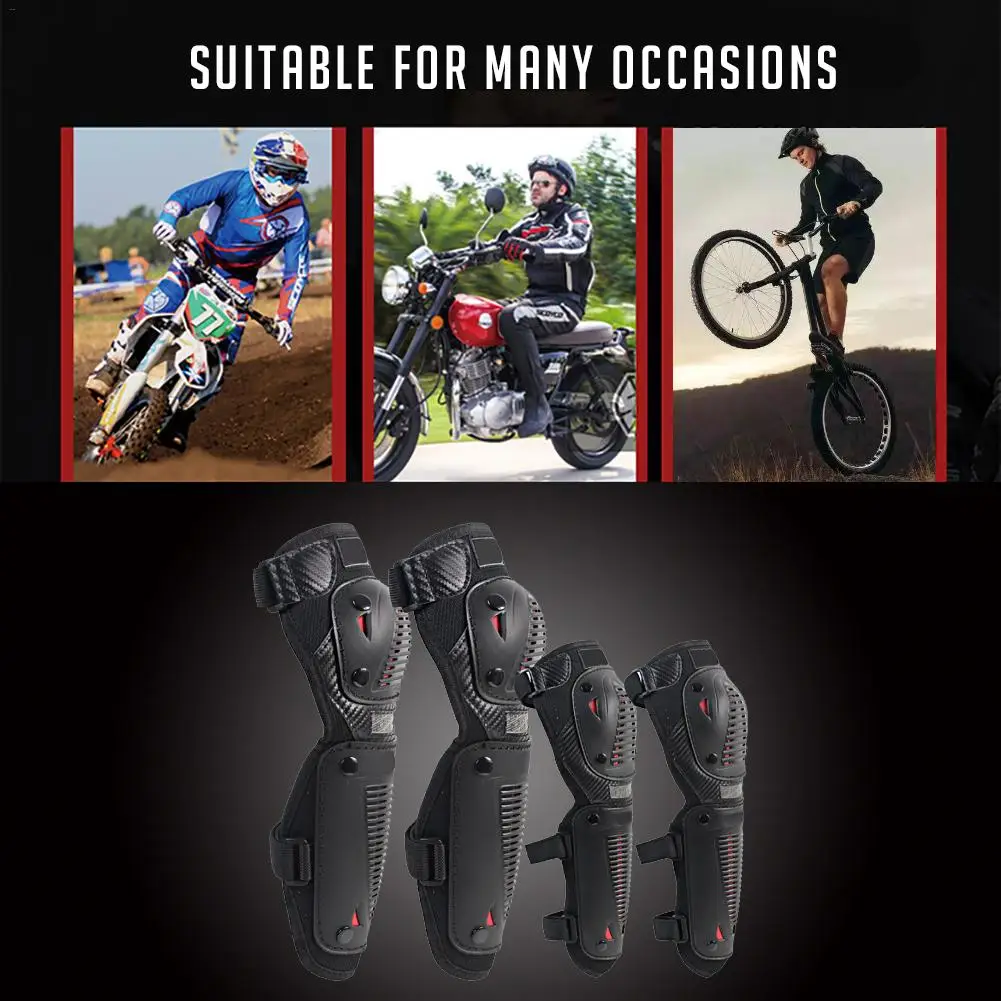 

4PCS/Set Motorcycle Knee Pads Protection Shin Guards Kneepad Protective Gear Off-Road Vehicle Riding Shatter-Resistant Knee Pads