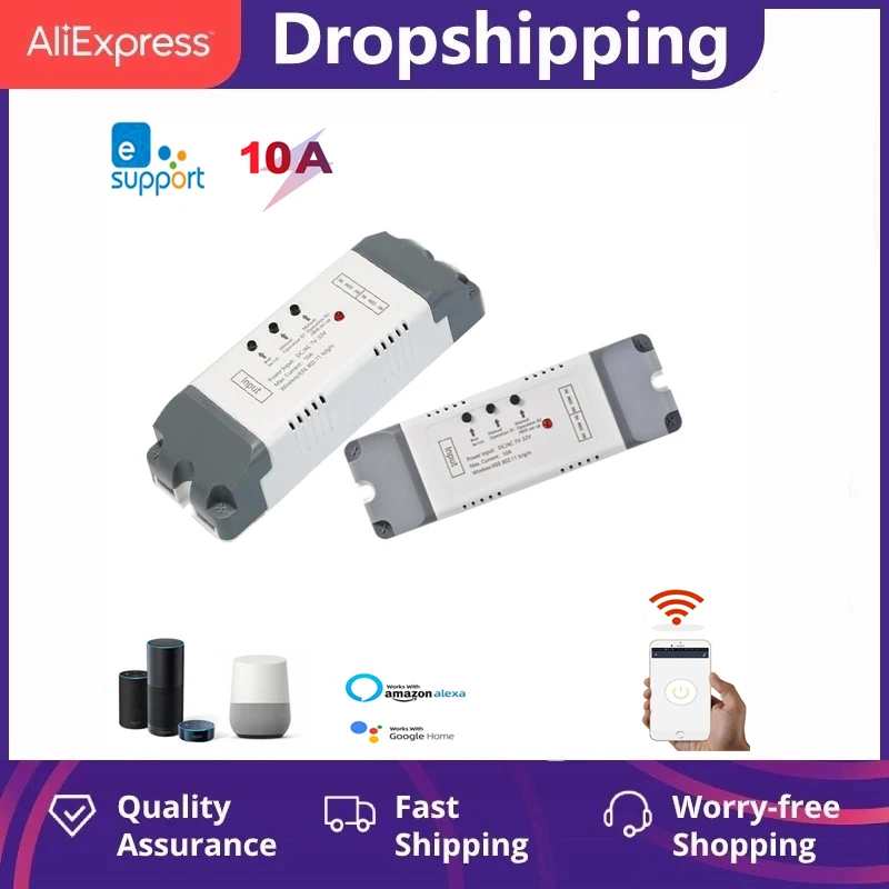 

eWeLink 2CH Smart Wireless Timer Switch Module Smart WiFi Voice Control Switch Google Home Compatible