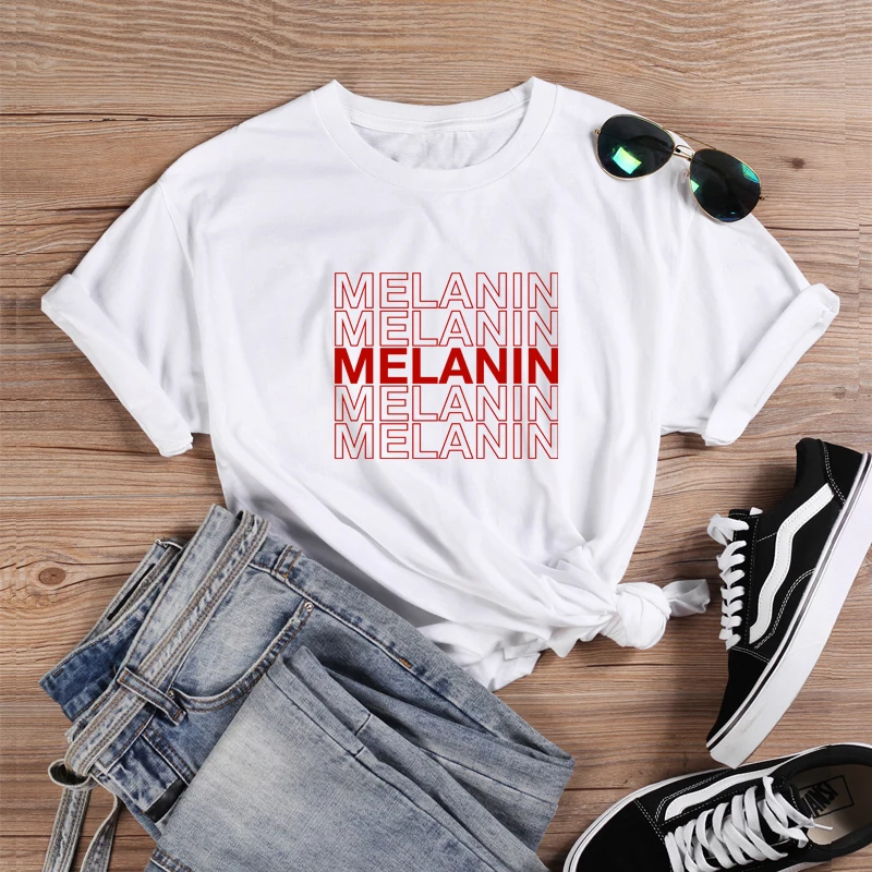 White-Red ONSEME Melanin футболка с капельками футболки для женщин черная волшебная футболка для девочек женская уличная Эстетическая футболка Топы Прямая - Цвет: White-Red