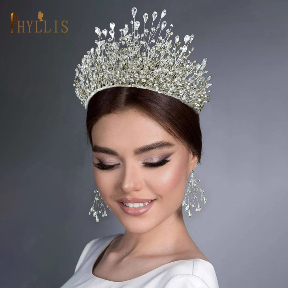 

A383 Luxurious Rhinestone Bridal Crown Goddess Headdress Cosplay Bridal Party Pageant Diadem Wedding Headwear Queen Brides Tiara