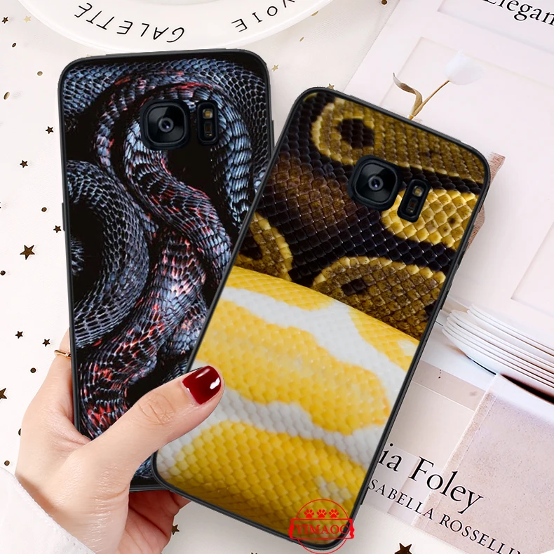 Змея питона кожаный силикон мягкий чехол для samsung S6 S7 край S8 S9 S10 Plus Note 8 9 10 M10 M20 M30 M40