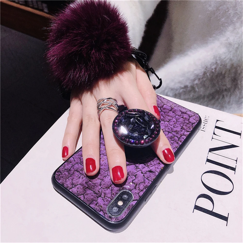 Funda de teléfono gold leaf drop plush protective cover for mobile phone case iPhone 11 X XS XR Max 8 7 6 6S Plus With stents |