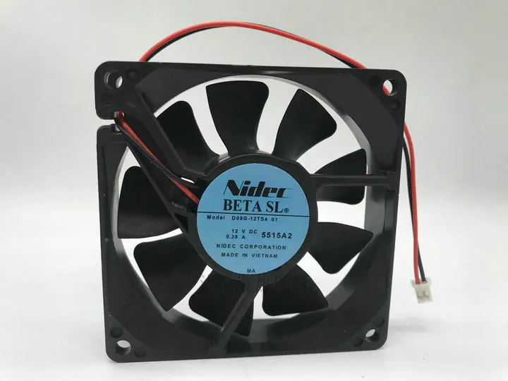 

Original Nidec d08g-12ts4 01 12V 0.38a 8cm 8020 2-wire chassis cooling fan