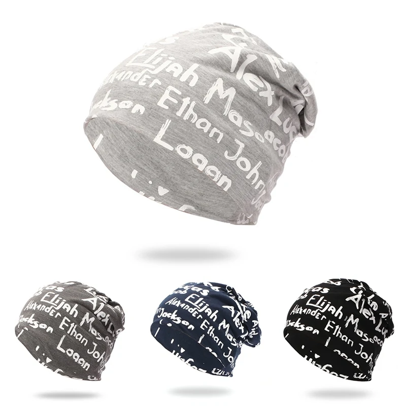 Шапка бини с буквенным принтом Вязаная хлопковая шапка головной убор для улицы