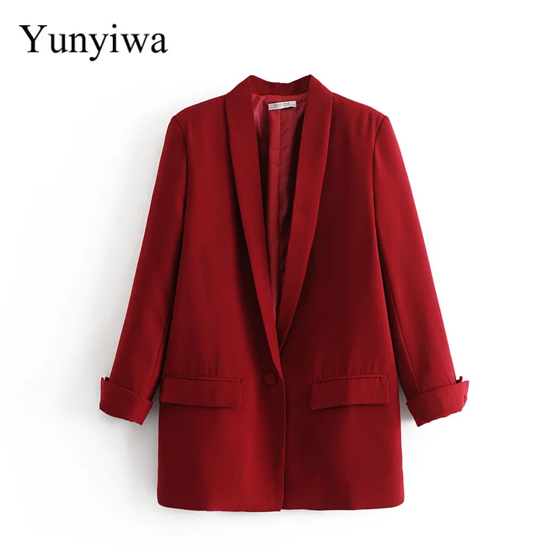 Женский блейзер с карманами и длинными рукавами Офисная верхняя одежда
