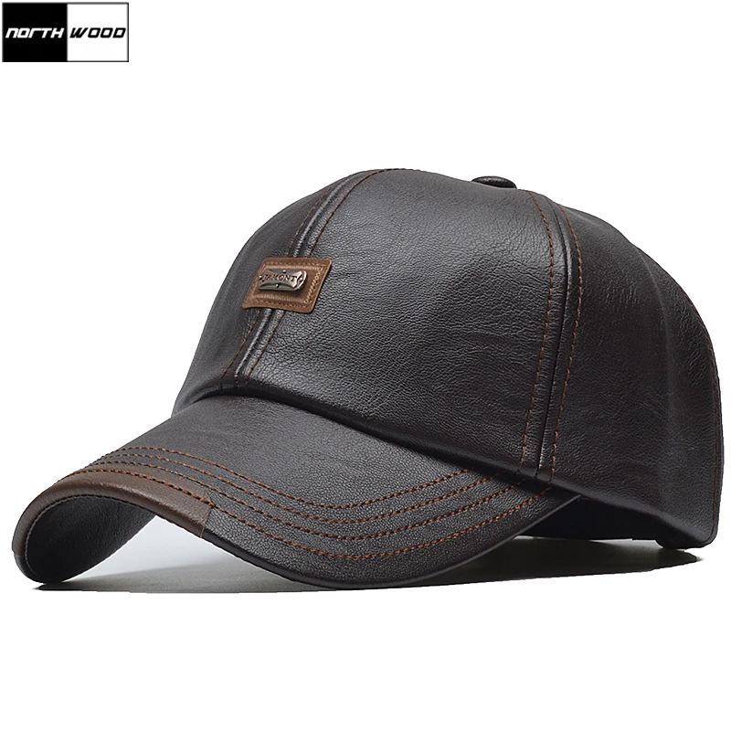 [NORTHWOOD] Марка Осень Зима Кожаная Бейсболка Мужчины Женщины Gorras Planas Snapback Hat Bone Masculino PU Кожаная Шапка Дальнобойщика