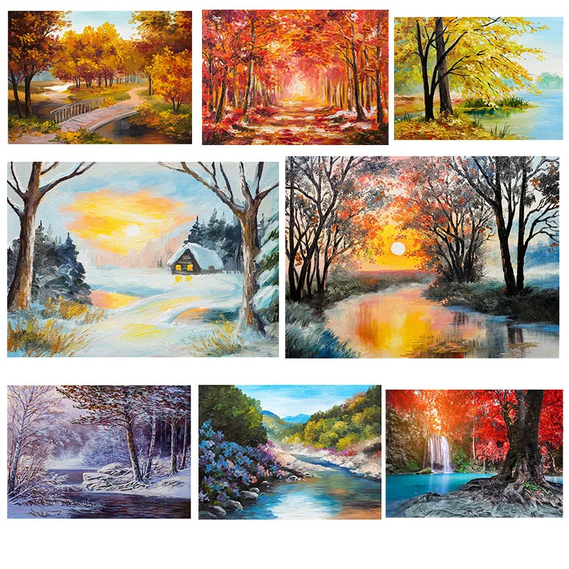 

Алмазная картина 5D "сделай сам", закат, лес, стразы, художественная вышивка крестиком, сделай сам, Полный Круглый алмаз, домашний декор, подар...