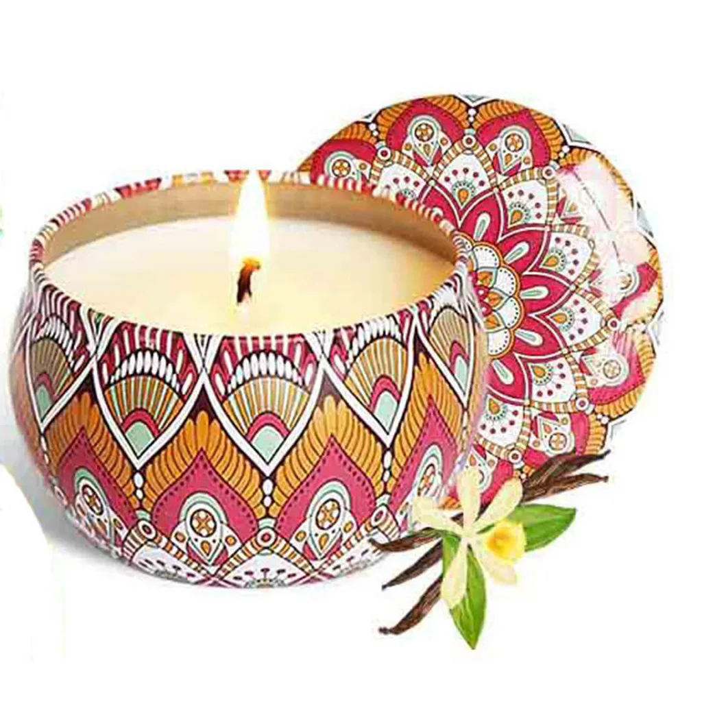 В наличии! 8 виды ароматические свечи с цветами жестяная коробка аромат