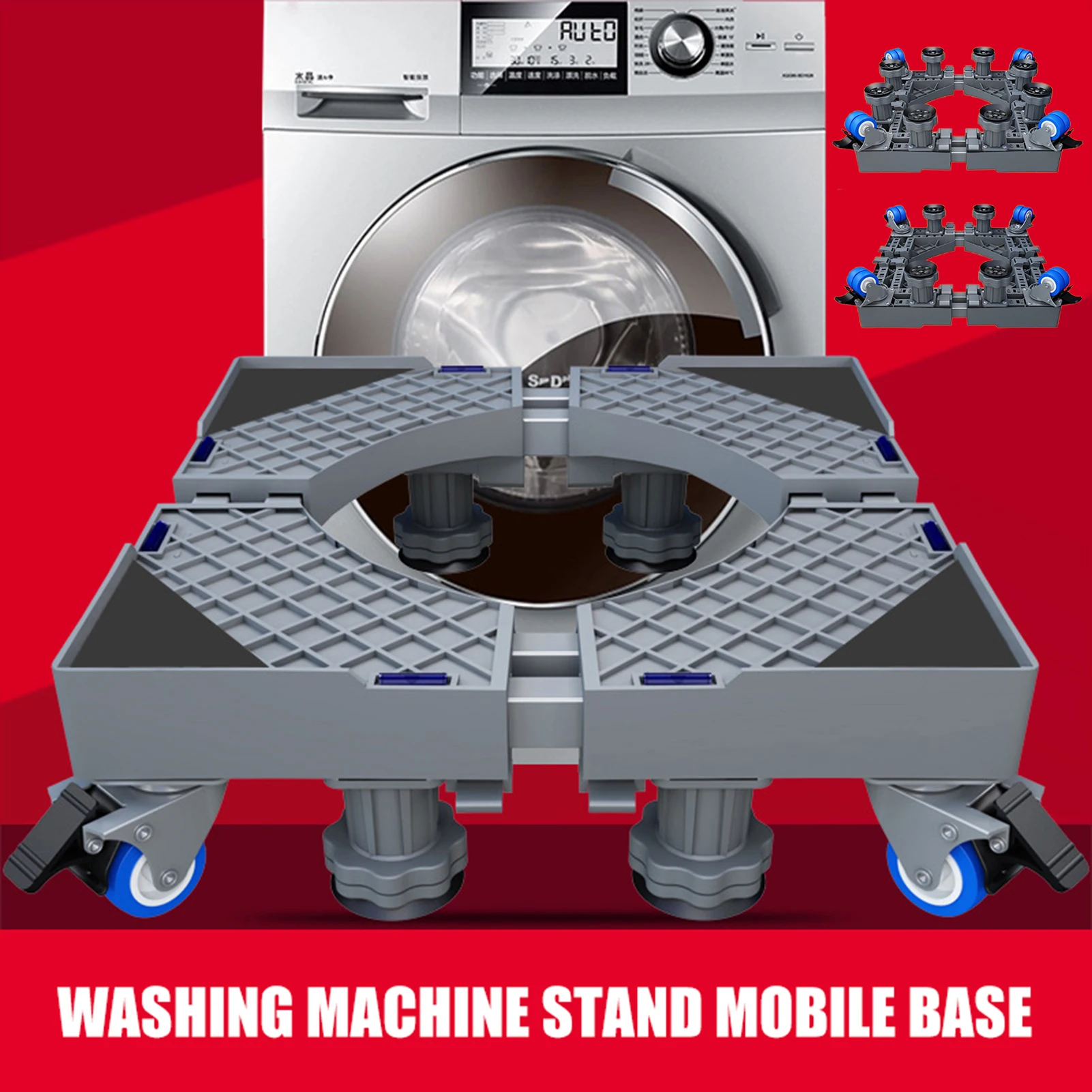 

Регулируемая подвижная подставка для холодильника, напольная тележка, подставка для холодильника, подставка для стиральной машины, 4/8 силь...